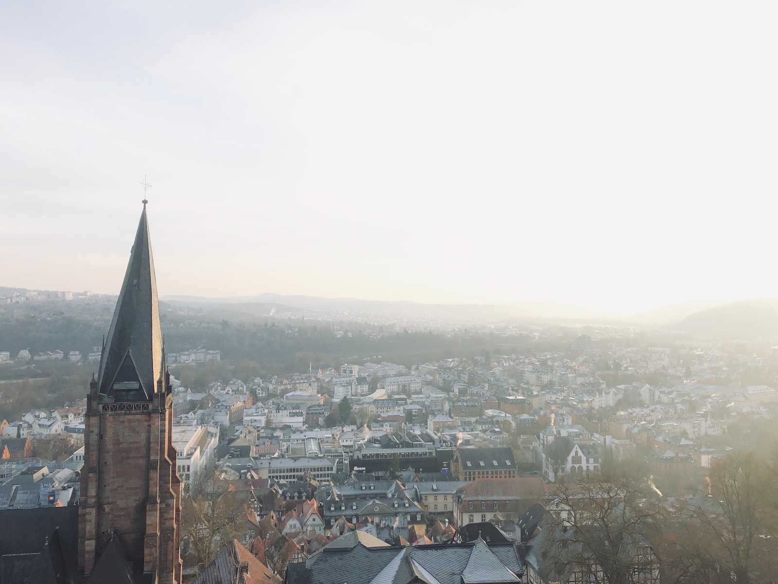 a view of a city from the top of a building